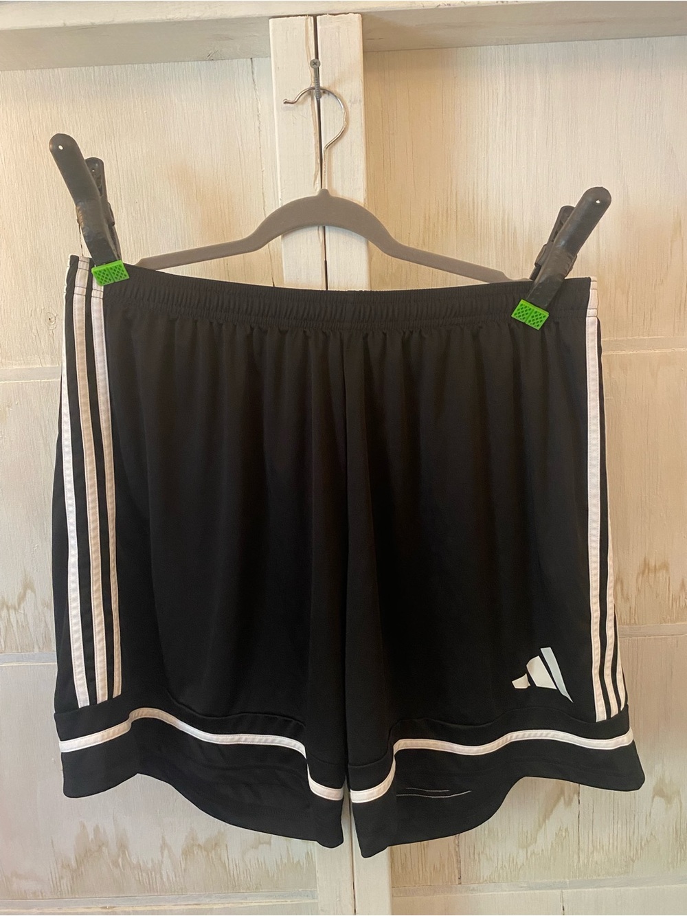 adidas Black Athletic Shorts with White Stripes